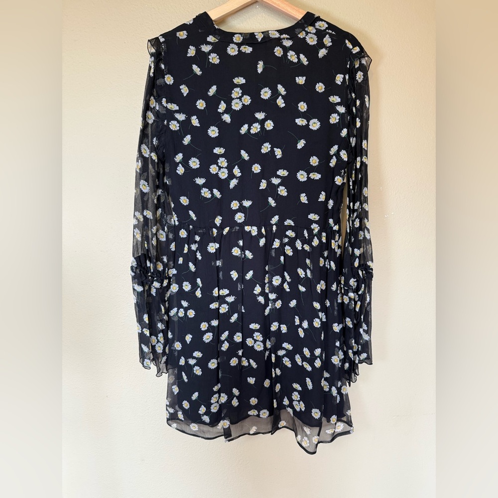 THE KOOPLES Black Daisy Floral Print Silk Cocktail Dress NWT 3 Large $595 - Picture 3 of 10